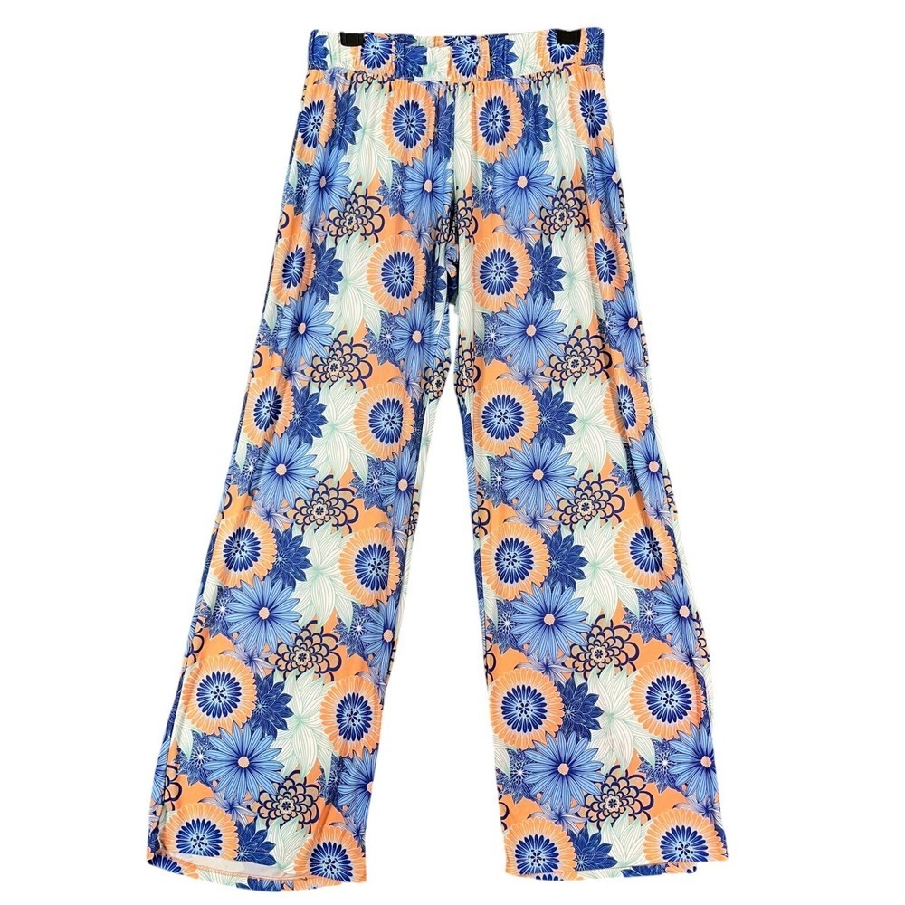 Ava Lynn Pants Size L Straight Leg Made USA Floral‎ Fairy Whimsical Coastal Boho